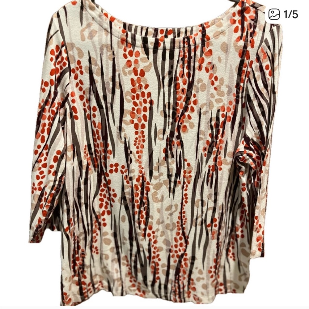 Chico's Rust Red and Black Abstract Blouse